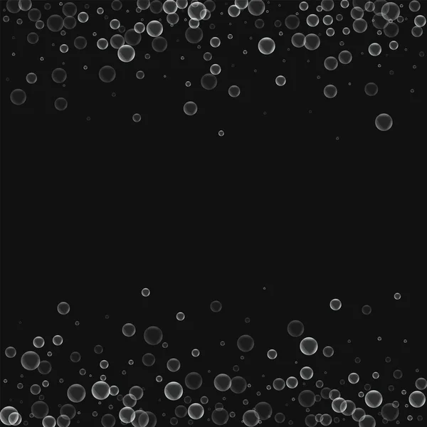 肥皂泡泡分散的边境的肥皂泡上黑色背景矢量图 — 图库矢量图片