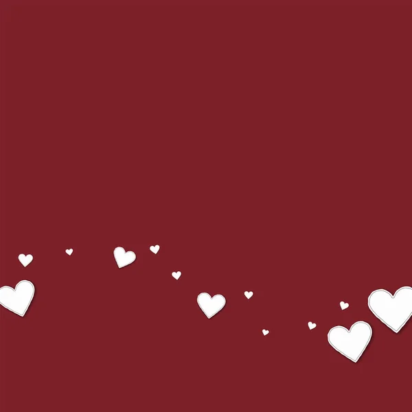 Вырезанные бумажные сердца Нижняя волна на винно-красном фоне — стоковый вектор
