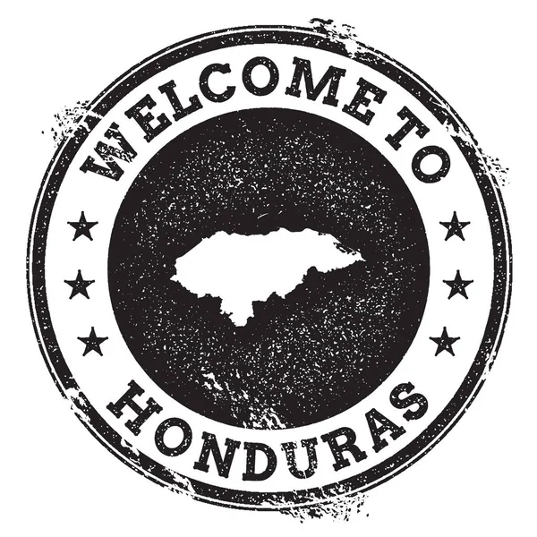 Timbro di benvenuto passaporto vintage con mappa Honduras Timbro di gomma Grunge con testo Welcome to Honduras — Vettoriale Stock