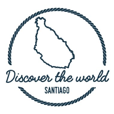 Santiago Adası harita anahat Vintage keşfetmek dünya lastik damgası ada harita hippi tarzı ile