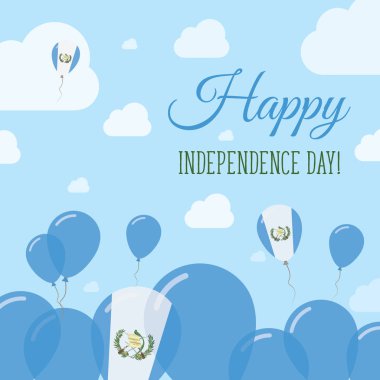 Guatemala Independence Day Flat Patriotic Design Guatemalan Flag Balloons Happy National Day clipart