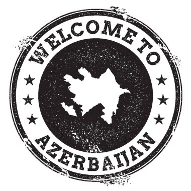 Vintage pasaport hoş geldiniz damga ile Azerbaycan harita Grunge lastik damgası ile Azerbaycan hoş geldiniz