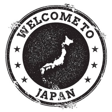 Vintage pasaport hoş geldiniz damga ile Japonya harita damgası hoş geldiniz ile Japonya metin Grunge