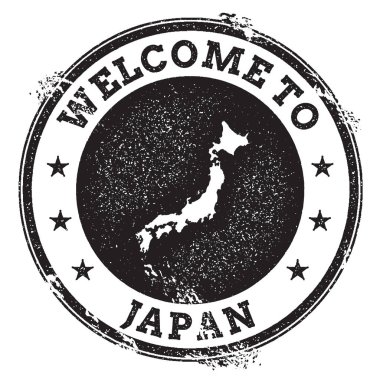 Vintage passport welcome stamp with Japan map Grunge rubber stamp with Welcome to Japan text clipart