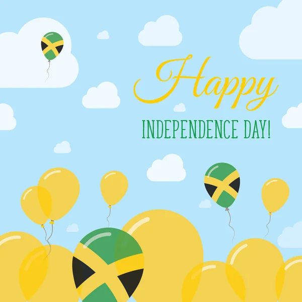Dia da Independência da Jamaica Design Patriótico Flat Jamaicano Bandeira Balões Feliz Dia Nacional Vector —  Vetores de Stock