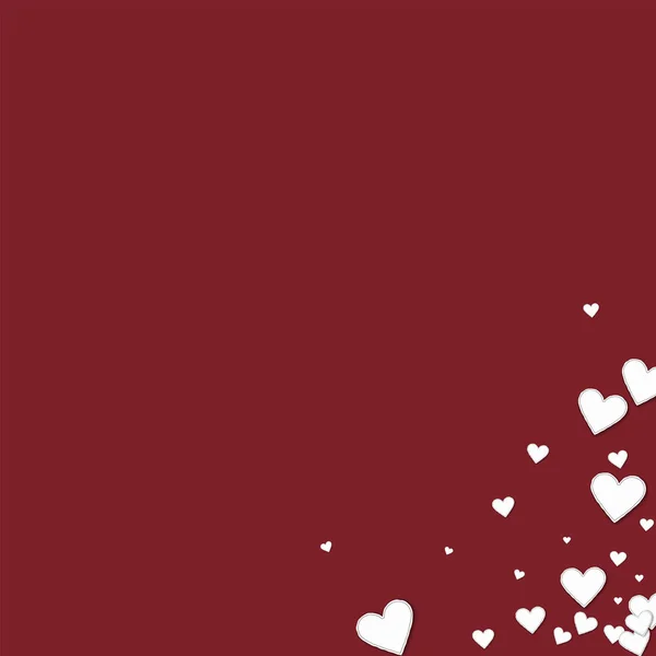 Prachtige papieren harten rommelig rechtsonder op wijn rode achtergrond vectorillustratie — Stockvector