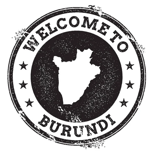 Sello de bienvenida de pasaporte vintage con mapa de Burundi Sello de goma grunge con texto Bienvenido a Burundi — Archivo Imágenes Vectoriales