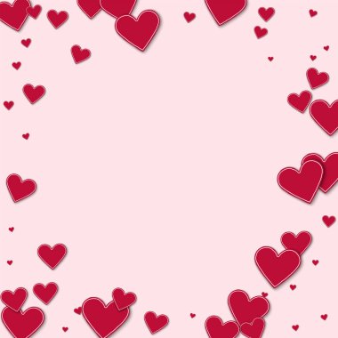 Kesikli kırmızı kağıt kalpler Bordered çerçeve üzerinde açık pembe renkli vektör çizim