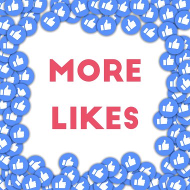 Daha fazla seviyor Sosyal Medya Icons dağınık başparmak yukarıya daha fazla seviyor ile soyut şekli arka plan