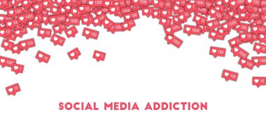 Sosyal medya bağımlılık Sosyal Medya Icons pembe sayaç sosyal ile soyut şekli arka plan