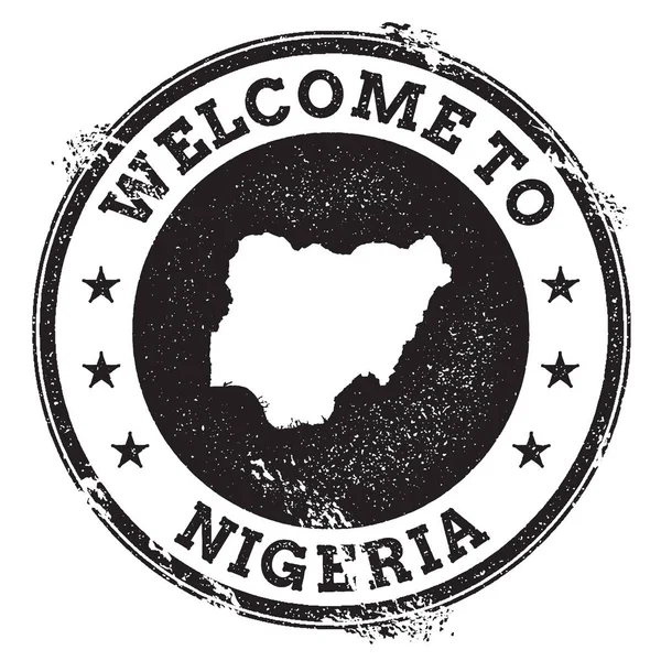 Paspor lama selamat datang di stempel peta Nigeria stempel karet Grunge dengan selamat datang di teks Nigeria - Stok Vektor