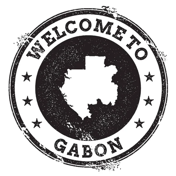 Paspor vintage selamat datang dengan cap karet Gabon map Grunge dengan Selamat datang di teks Gabon - Stok Vektor