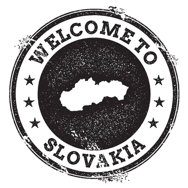 Sello de bienvenida de pasaporte vintage con mapa de Eslovaquia Sello de goma grunge con texto Bienvenido a Eslovaquia — Vector de stock