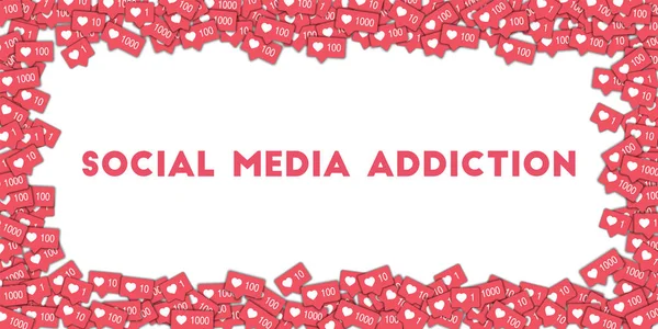 Vício em mídia social Ícones de mídia social em forma abstrata fundo com contador rosa Social — Vetor de Stock