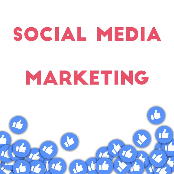 Social media marketing Ícones de mídia social em forma abstrata fundo com polegares espalhados para cima —  Vetores de Stock