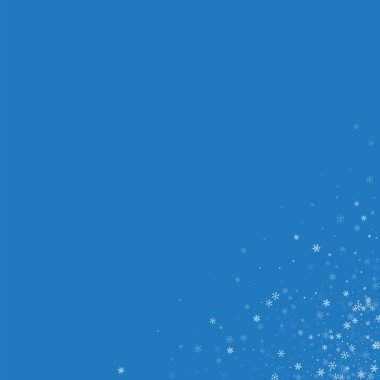 Güzel kar yağışı dağınık alt sağ köşede mavi renkli vektör çizim