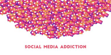 Sosyal medya bağımlılık Sosyal Medya Icons degrade sayaç ile soyut şekli arka plan