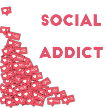 Sosyal bağımlısı Sosyal Medya Icons pembe sayaç sosyal bağımlısı ile soyut şekli arka plan
