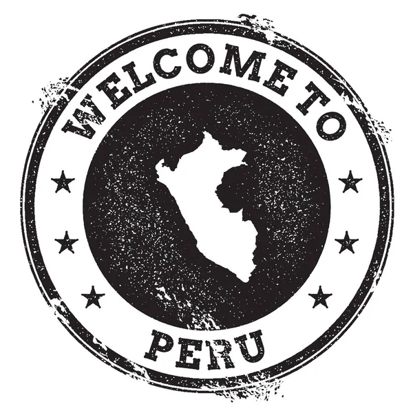 Винтажный паспорт Добро пожаловать штамп с картой Перу Grunge резиновый штамп с Добро пожаловать в Перу текстовый вектор — стоковый вектор