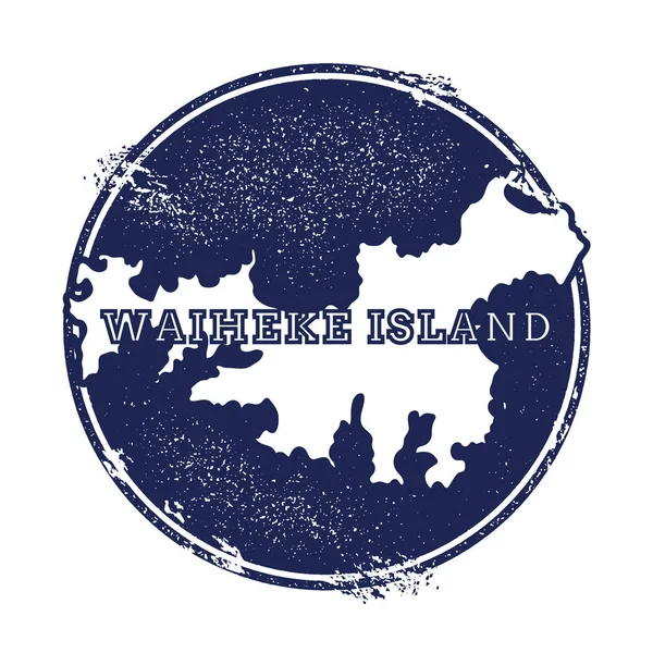 Mapa del vector de la isla de Waiheke sello de Grunge con el nombre y el mapa de la ilustración de vector de isla — Vector de stock
