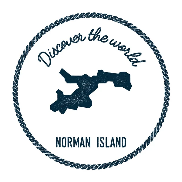 Norman Island mapa en vintage descubrir el mundo insignia estilo Hipster sello postal náutico con — Vector de stock