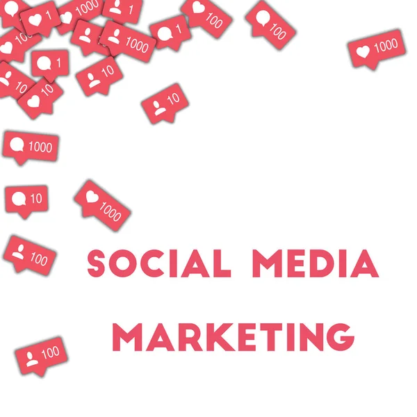 Social media marketing Ícones de mídia social em forma abstrata fundo com contra-comentário e —  Vetores de Stock