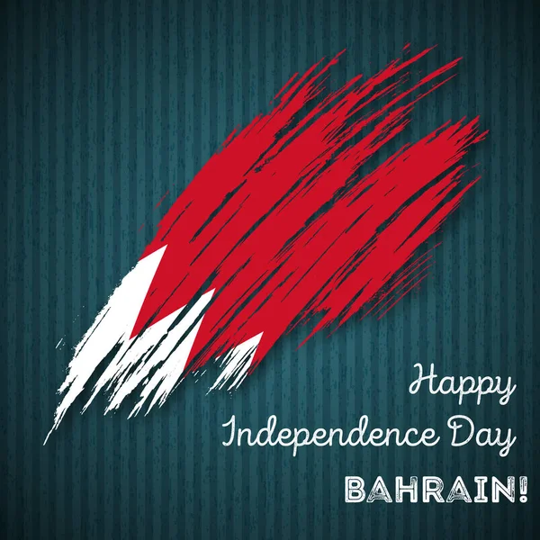 Bahrain Independence Day Design patriottico Expressive Brush Stroke in National Flag Colors on dark — Vettoriale Stock