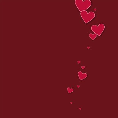 Kesikli kırmızı kağıt kalpleri şu şarap kırmızı zemin üzerine vektör çizim dalga.