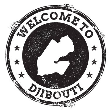 Vintage pasaport hoş geldiniz damga Cibuti Haritası damgası ile hoş geldiniz Cibuti metin Grunge ile