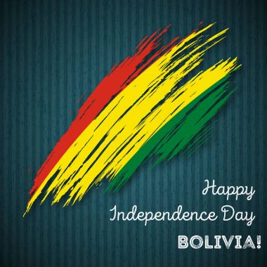 Bolivia Independence Day Patriotic Design Expressive Brush Stroke in National Flag Colors on dark clipart