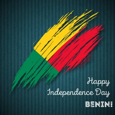 Benin Bağımsızlık günü vatansever tasarım etkileyici fırça darbesi kara günü ulusal bayrak renklerde