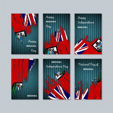 Bermuda vatansever kartları için Milli Günü ifade fırça darbesi kara günü ulusal bayrak renklerde