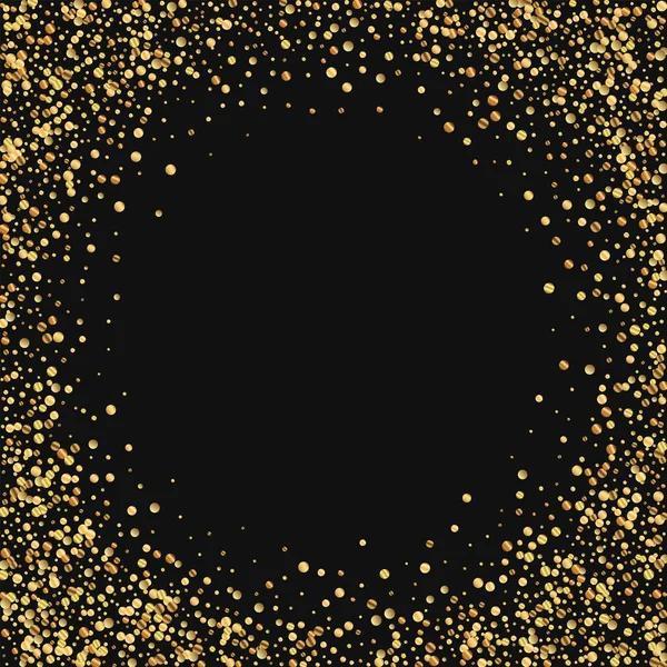 Gouden confetti Bordered frame op zwarte achtergrond vectorillustratie — Stockvector