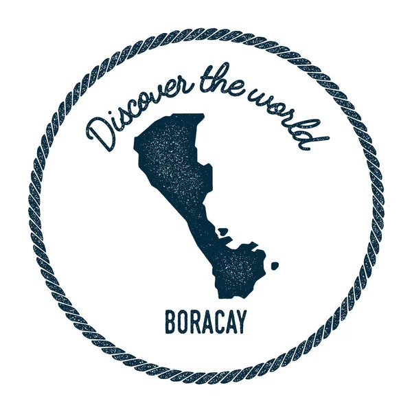 Boracay map in vintage discover the world insignia Hipster style nautical postage stamp with round — Stock Vector