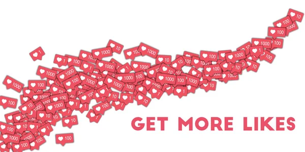 Daha fazla seviyor Sosyal Medya Icons pembe sayaç Get ile soyut şekli arka plan daha fazla seviyor almak