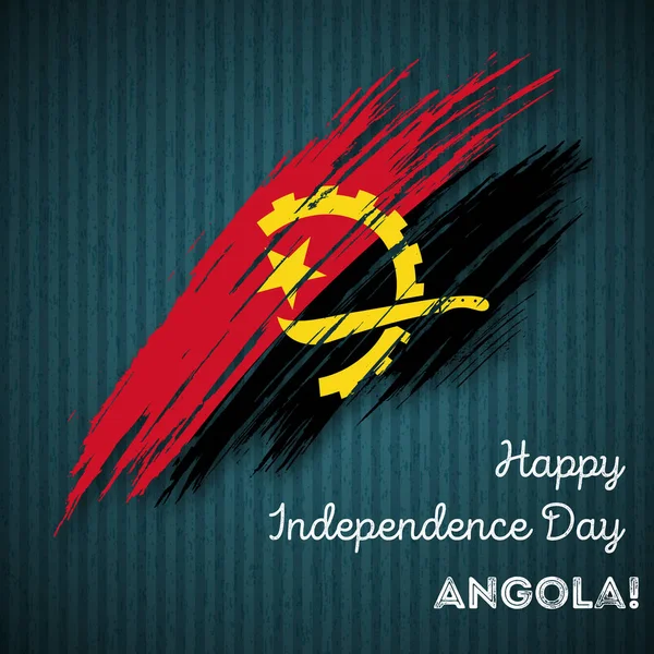 Angola Día de la Independencia Diseño patriótico Pincelada expresiva en colores de la bandera nacional en la oscuridad — Vector de stock