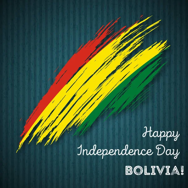 Día de la Independencia de Bolivia Diseño patriótico Pincelada expresiva en colores de bandera nacional en la oscuridad — Vector de stock