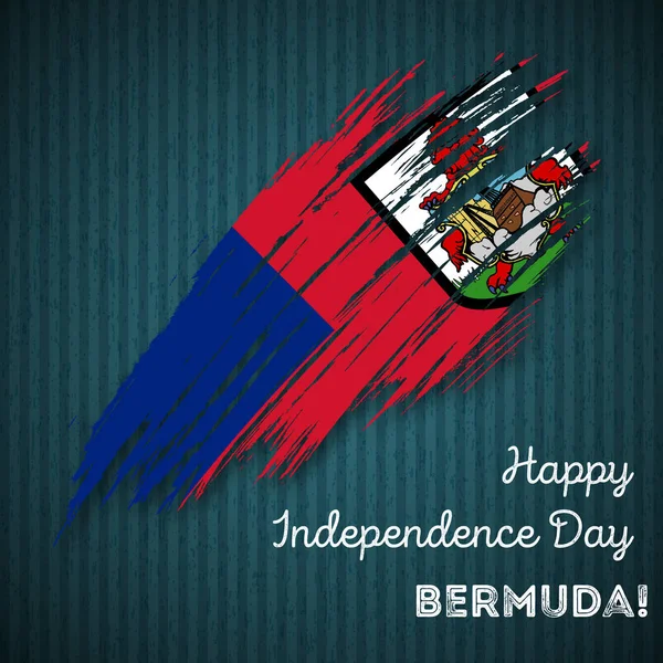 Día de la Independencia de las Bermudas Diseño patriótico Pincelada expresiva en colores de bandera nacional en la oscuridad — Vector de stock