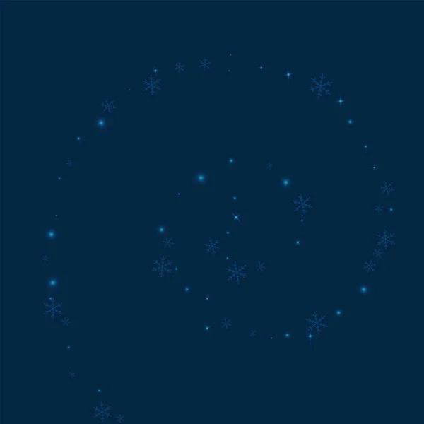 Neige brillante clairsemée Spirale avec neige brillante clairsemée sur fond bleu profond Illustration vectorielle — Image vectorielle