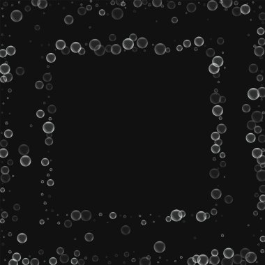 Sabun köpüğü kare soyut çerçeve siyah arka planda vektör çizim sabun köpüğü ile