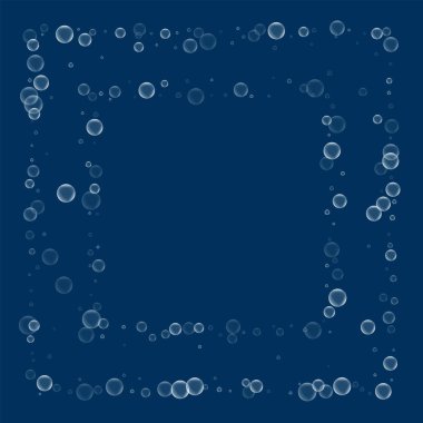 Sabun köpüğü Meydanı ile sabun köpüğü derin mavi arka plan vektör çizim üzerinde kaotik çerçeve