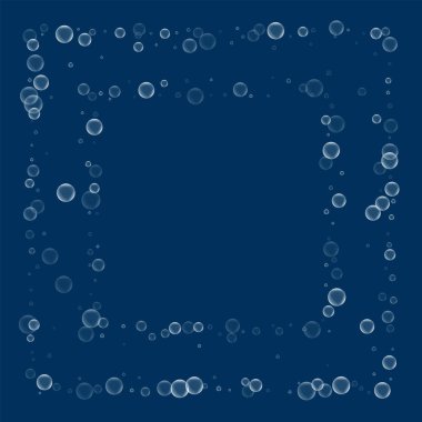 Sabun köpüğü Meydanı ile sabun köpüğü derin mavi arka plan vektör çizim üzerinde kaotik çerçeve