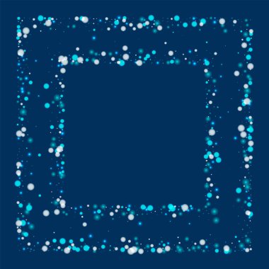 Güzel yağan kar kare koyu mavi zemin üzerine güzel yağan kar ile kaotik çerçeve