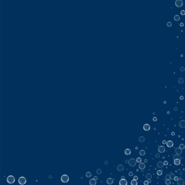 Sabun köpüğü soyut sağ alt köşede derin mavi arka plan vektör sabun köpüğü ile