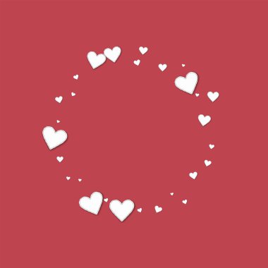 Koyu kırmızı arka plan vektör çizim üzerinde küçük yuvarlak şekli güzel kağıt Kalpler