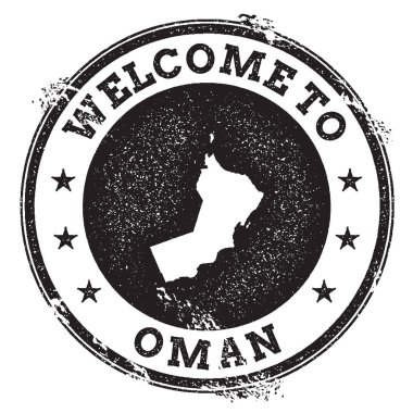 Vintage pasaport hoş geldiniz damga ile Umman harita damgası hoş geldiniz ile Umman metin vektör Grunge