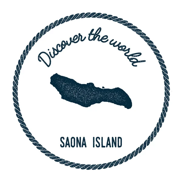 Saona Island mapa en vintage descubrir el mundo insignia estilo Hipster sello postal náutico con — Vector de stock