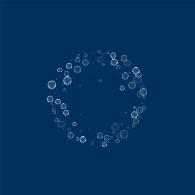 Sabun köpüğü küçük yuvarlak çerçeve koyu mavi zemin vektör çizim üzerine sabun köpüğü ile