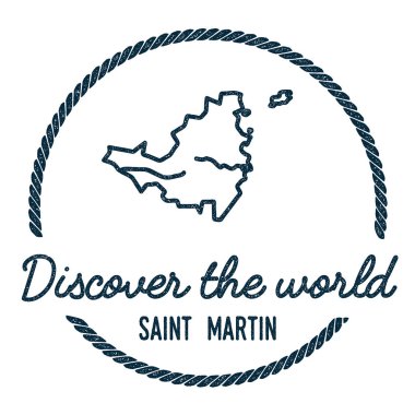 Saint Martin harita anahat Vintage keşfetmek dünya lastik damgası ada harita hippi tarzı ile