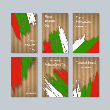 Bulgaristan Milli Günü ifade fırça darbesi kraft ulusal bayrak renk için vatansever kartları
